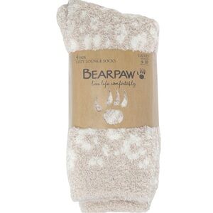 BEARPAW Cozy Lounge Socks 4 Pack Neutral Plush Crew Socks Soft Slipper Socks OS